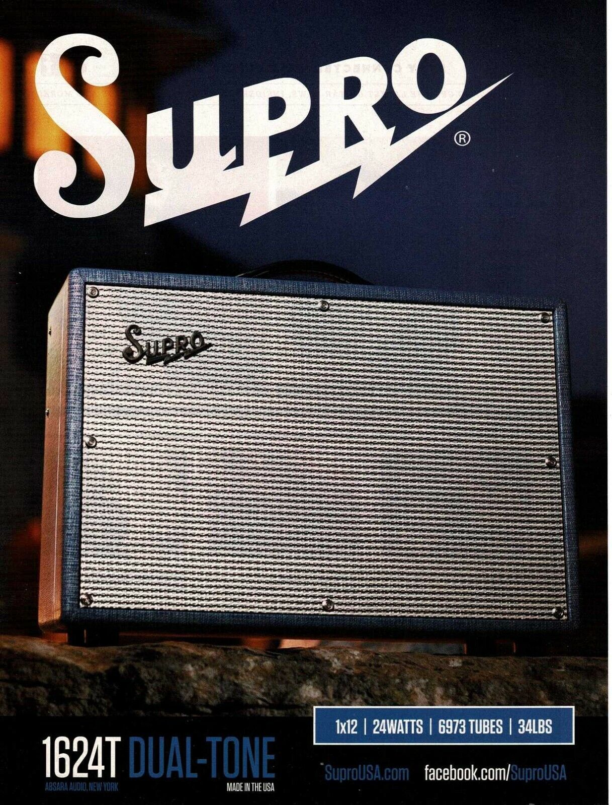 2014 SUPRO 1624T Dual-Tone Amplifier Amp magazine ad