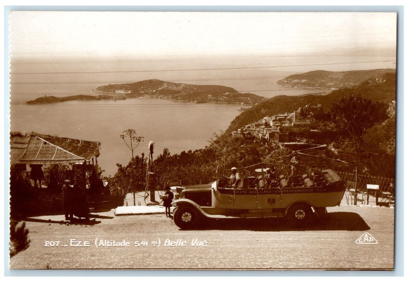 c1940\'s Long Car River View Bellevue Eze France Vintage RPPC Photo Postcard