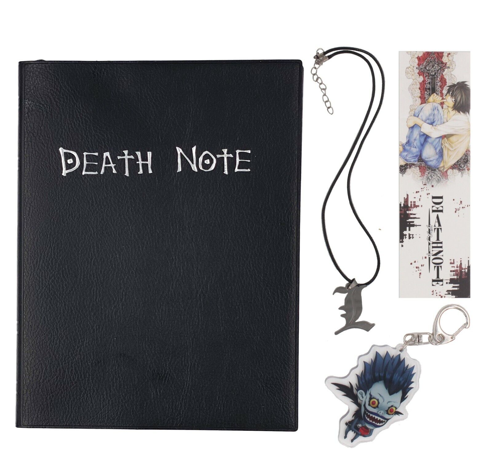 Anime Death Note Cosplay Notebook with Feather Pen, Necklace and Keychain