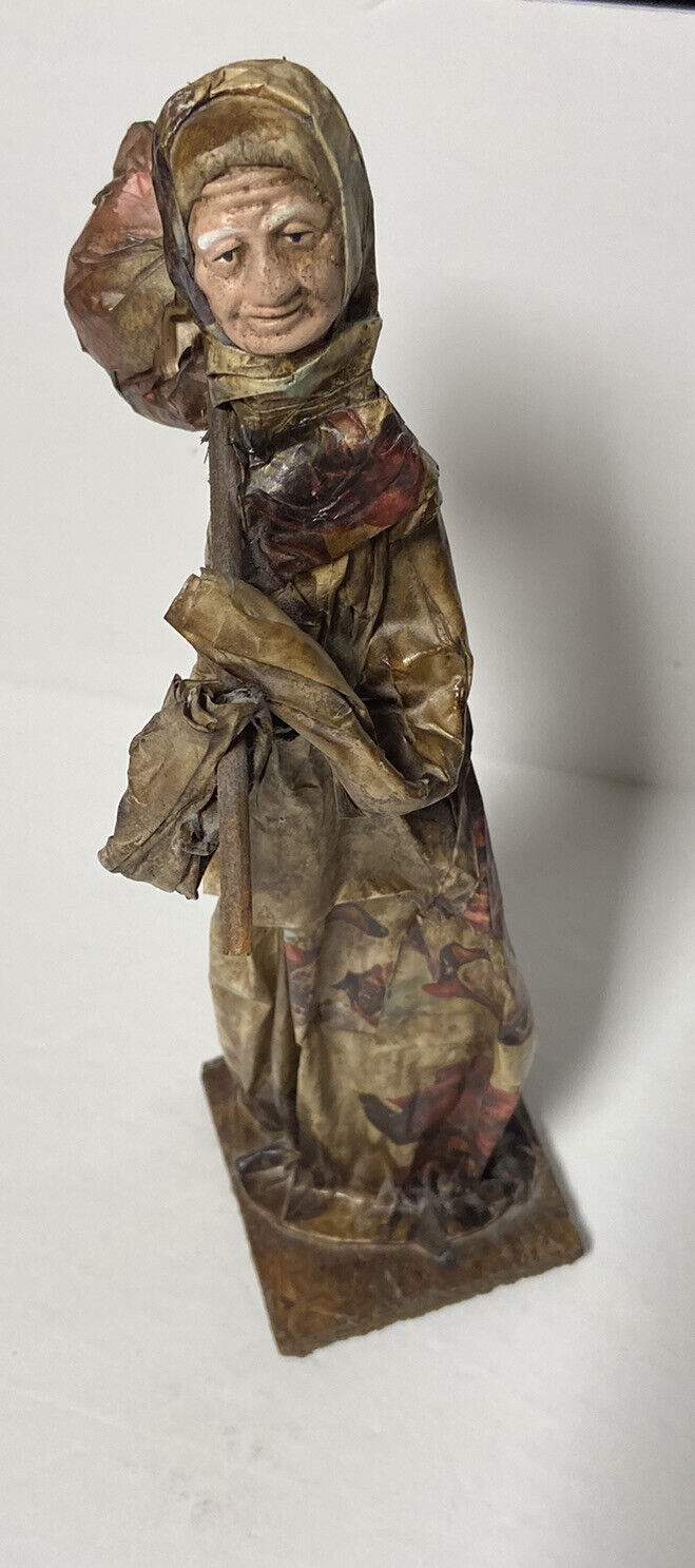 Paper Mache Dolls Mexican Folk Art Old Lady Peasant Elaborado A Mano Vintage