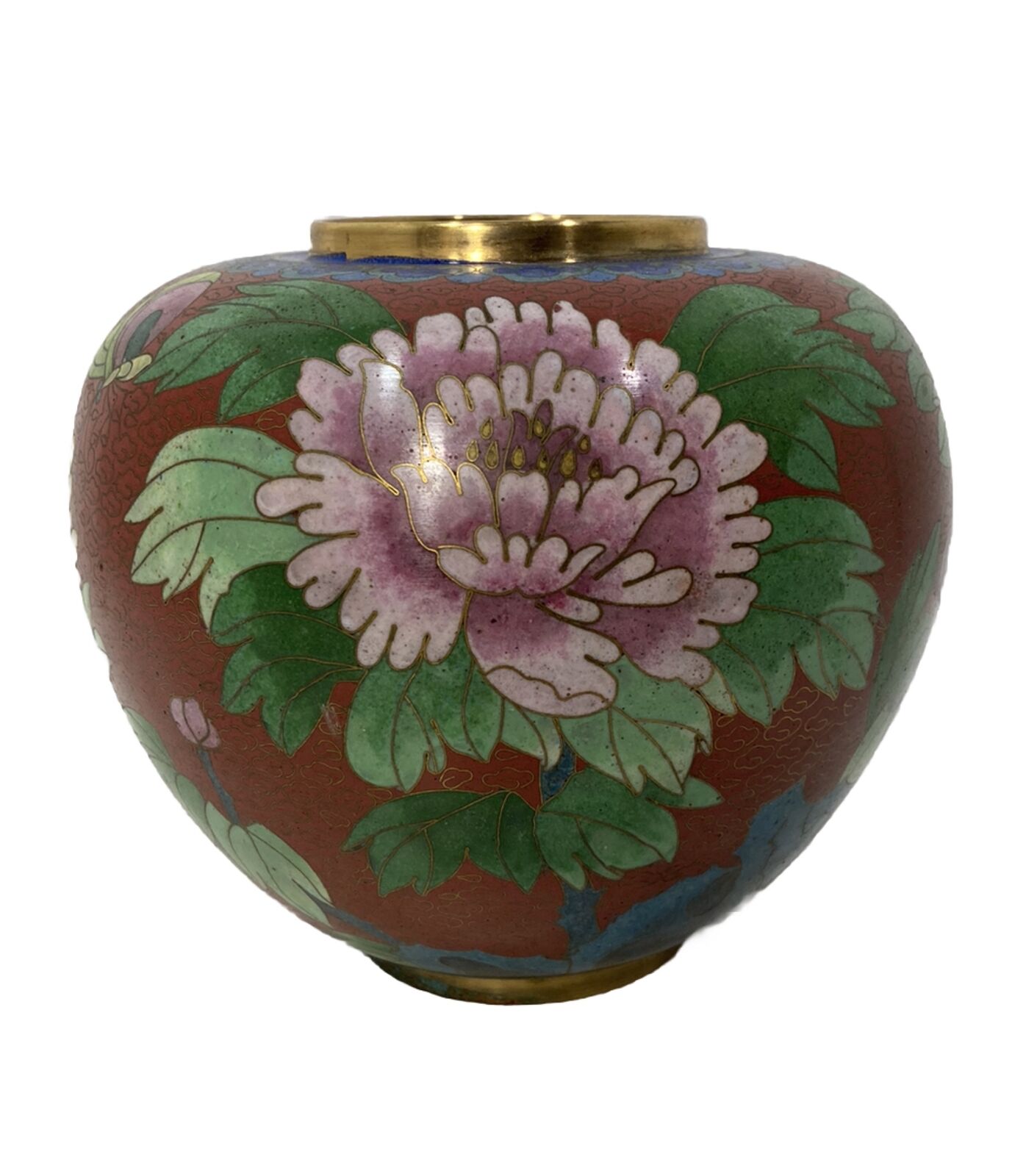 Vintage Finely Crafted Chinese Cloisonné 5” Chrysanthemum Vase