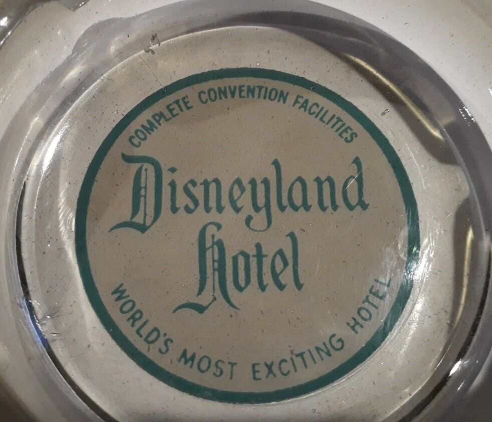 Vintage 1960s Disneyland Hotel Gray Grey Glass Ashtray Trinket Dish