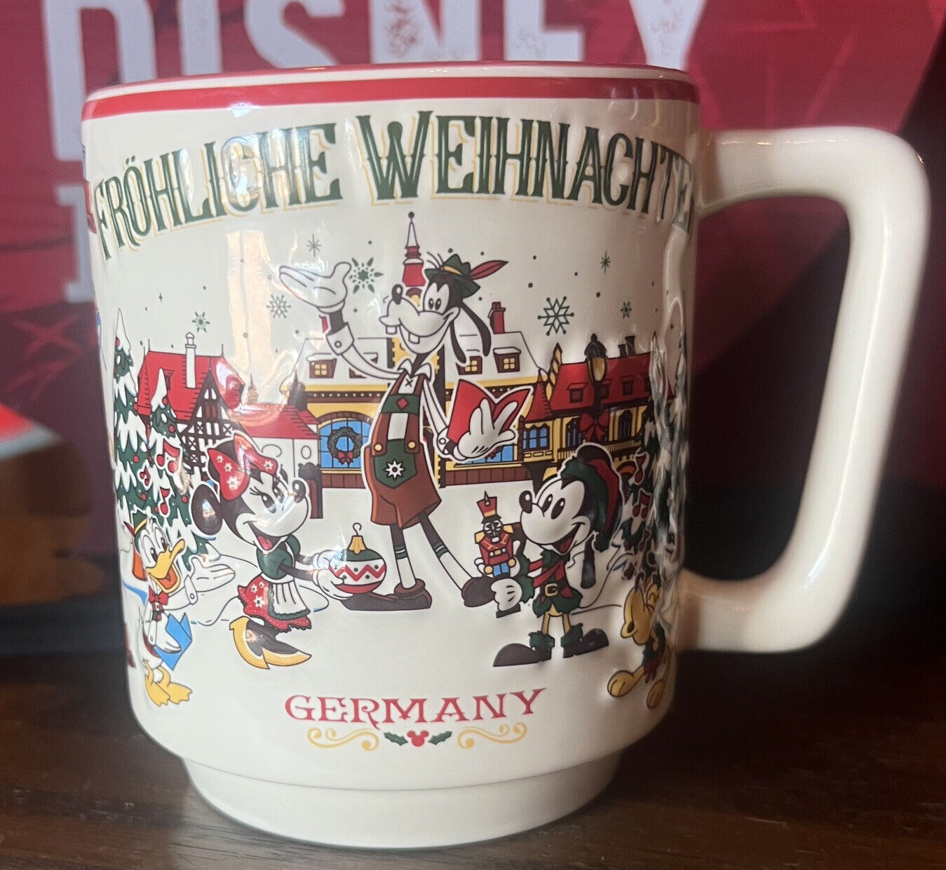 2022 Disney Parks Epcot Germany Frohliche Weihnachten Ceramic Coffee Mug New