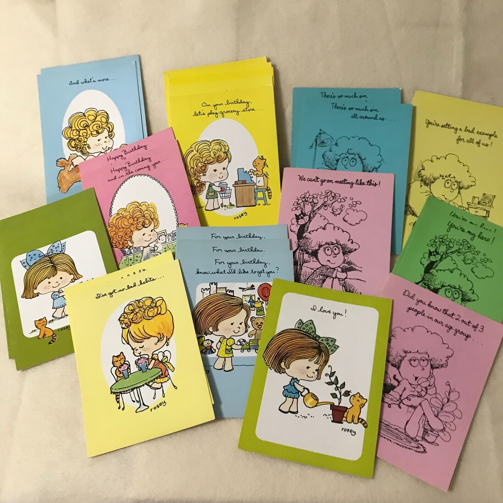Lot of 26 Vintage Norcross Rosey & Edith Greeting Cards Unused