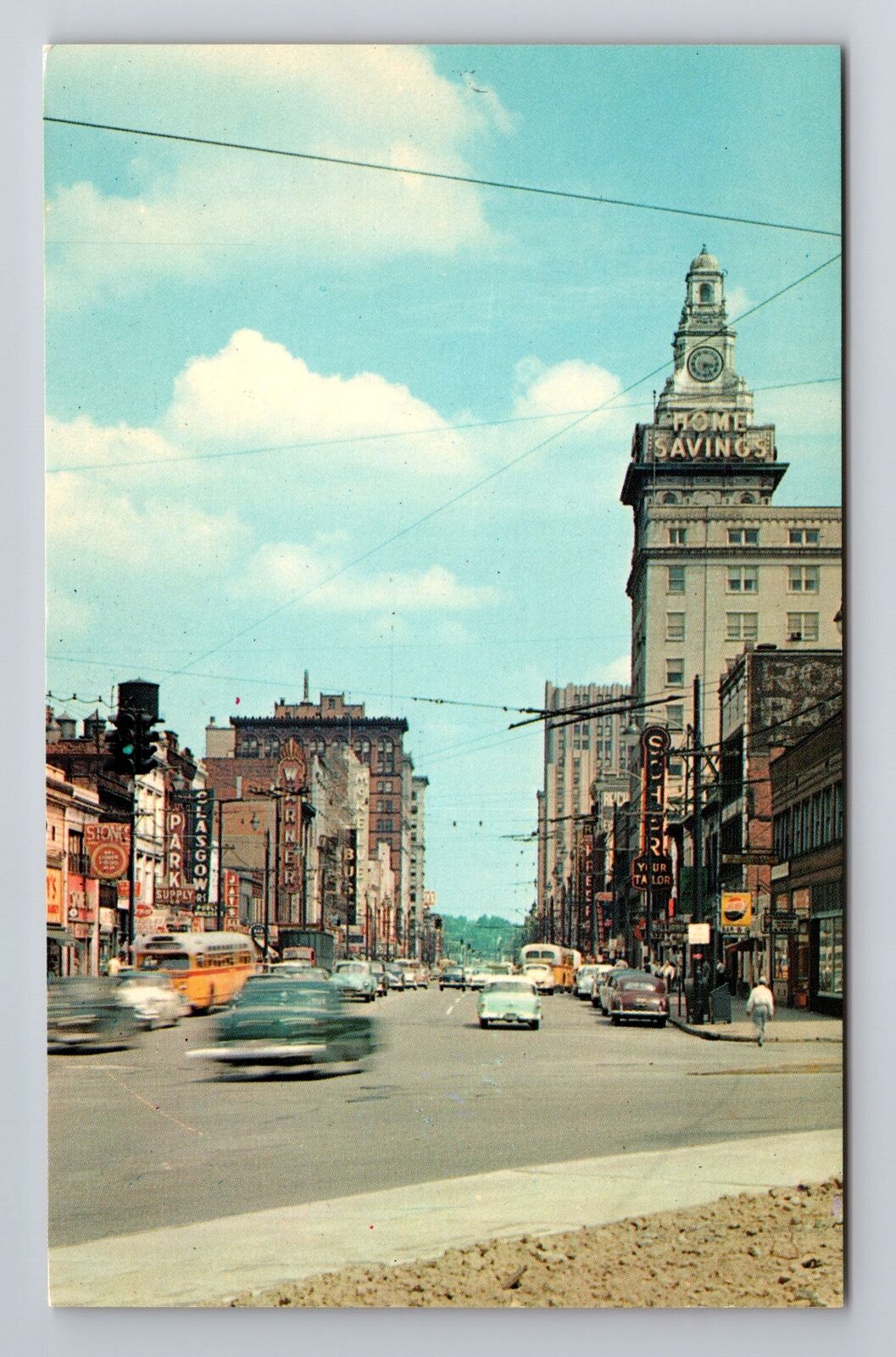 Youngstown OH-Ohio, Home Savings Loan Clock Tower, Antique Vintage Postcard