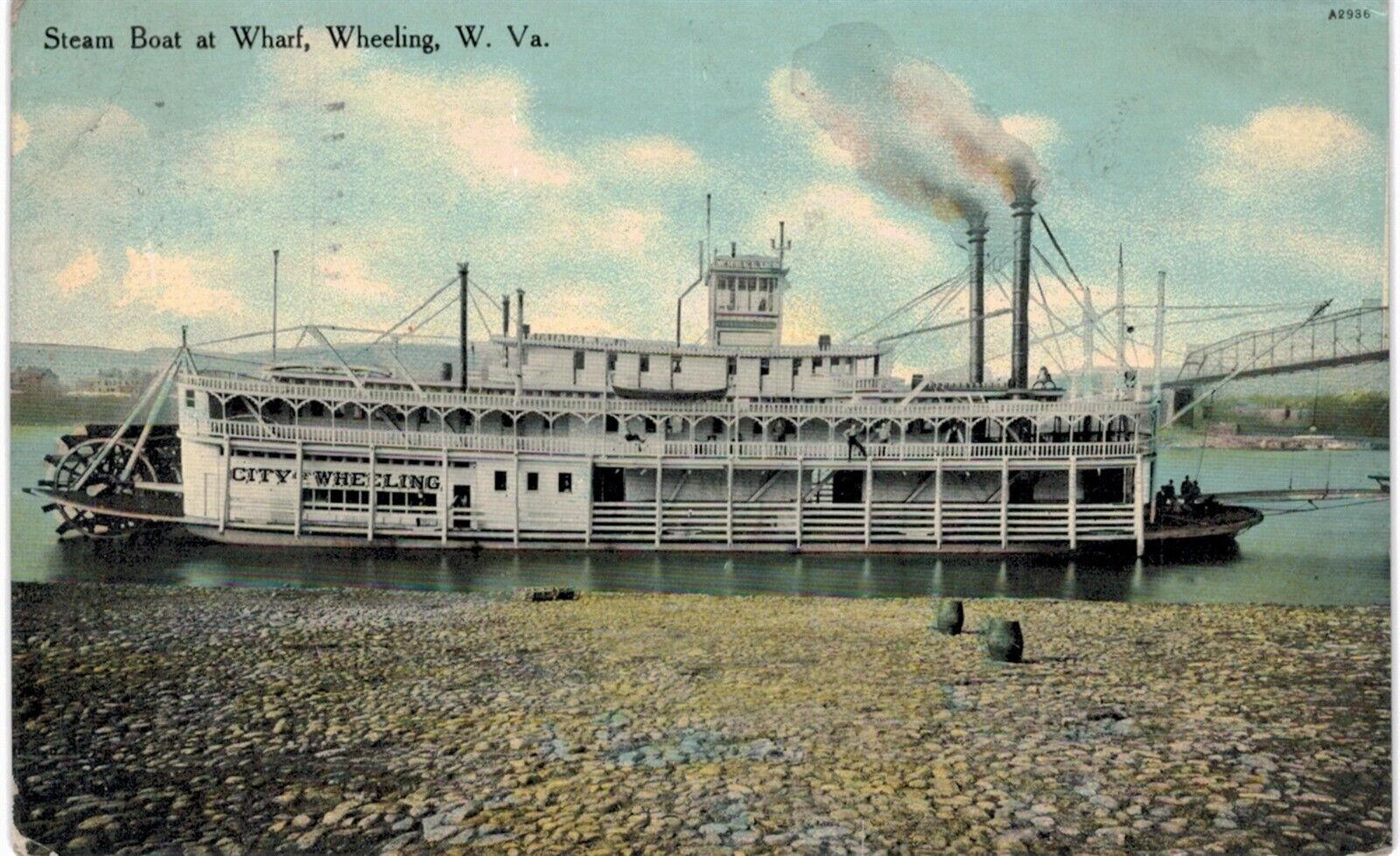 Wheeling Steam Boat At Wharf 1910 WV 