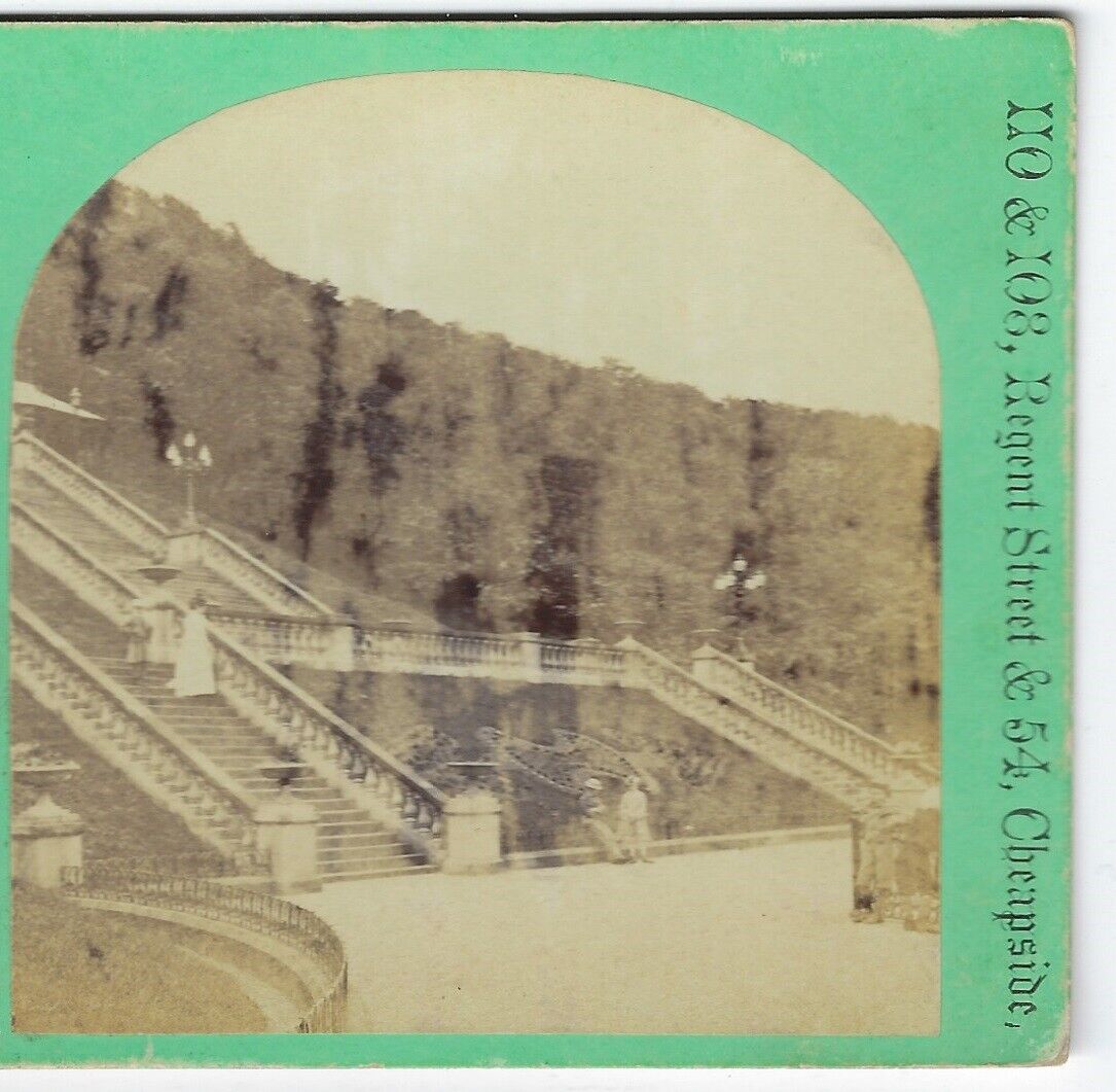 Italian Terrace on Spa, Scarborough, England, Circa 1860's Stereoview Card