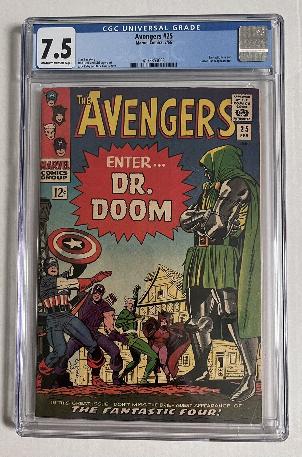 AVENGERS #25 (1966) CGC 7.5 Dr. Doom. Fantastic Four.
