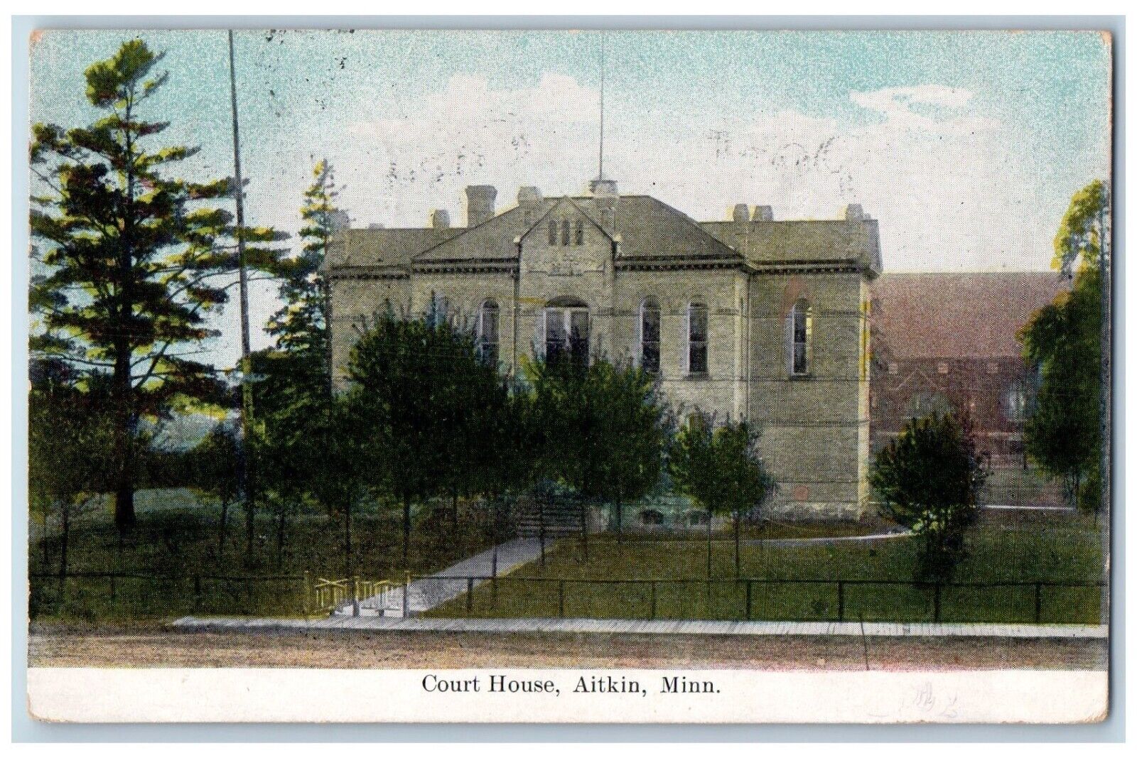 Aitkin Minnesota MN Postcard Court House Exterior Building c1909 Vintage Antique