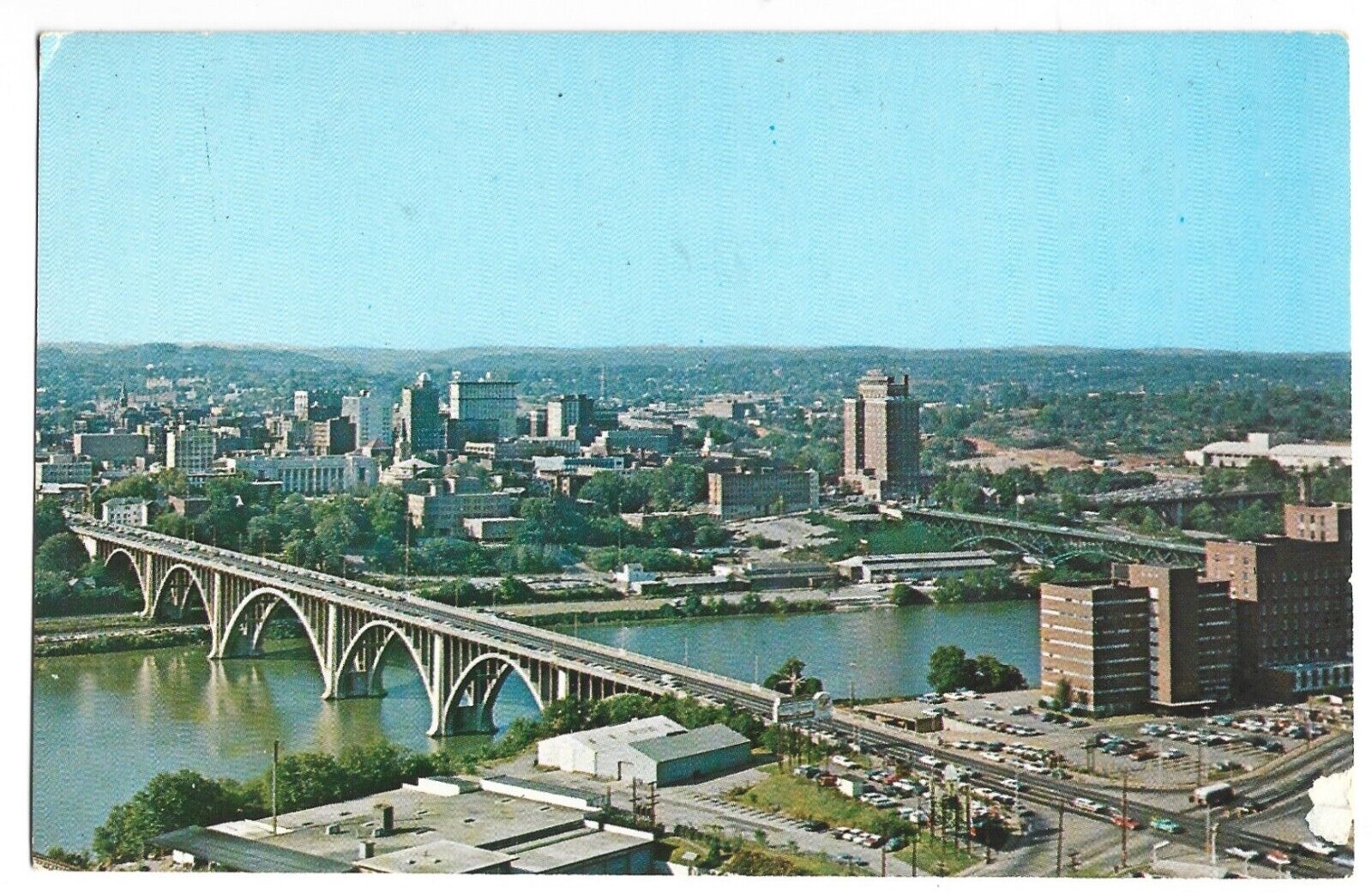 Aerial View City Of Knoxville Tennessee Henley Street Bridge Vintage Postcard