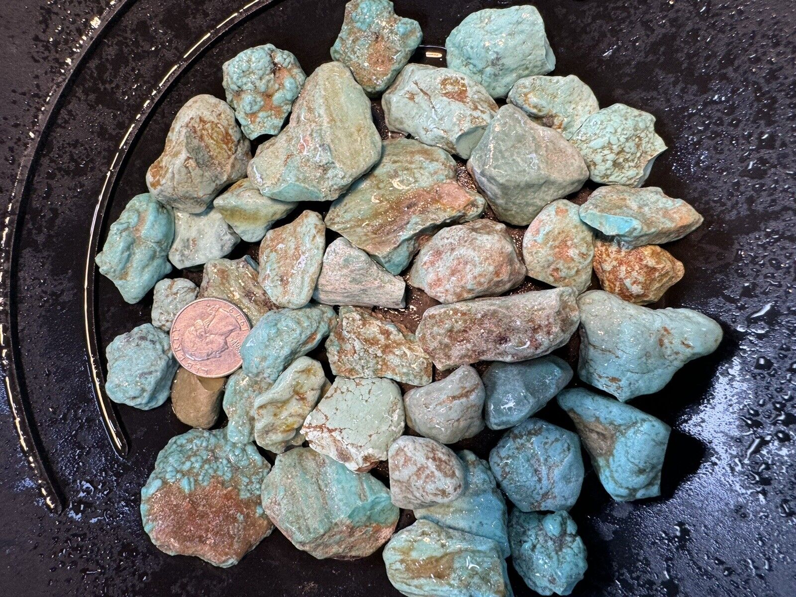1 pound  Robins Egg Blue Turquoise Nuggets From Tq Mt American Turquoise AZ