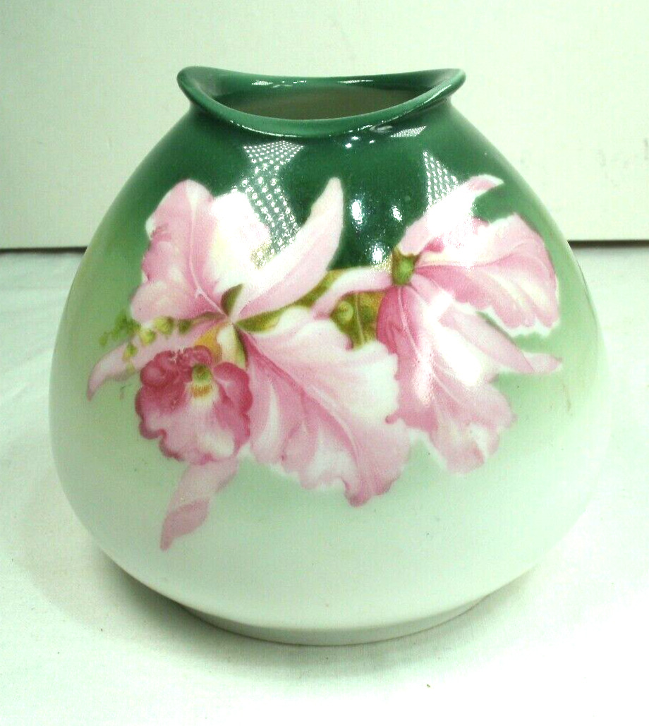 Vintage RS Germany Hand Painted Porcelain Squat Floral Vase 3\