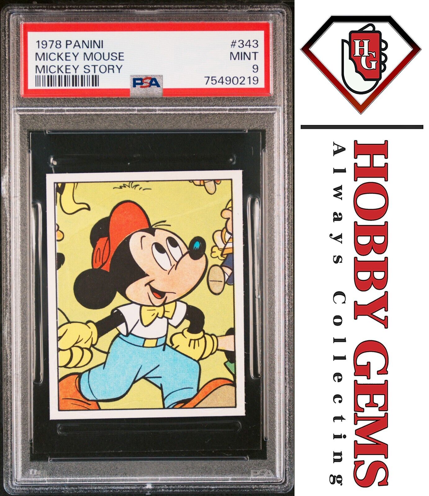 MICKEY MOUSE PSA 9 1978 Panini Disney Mickey Story Sticker #343