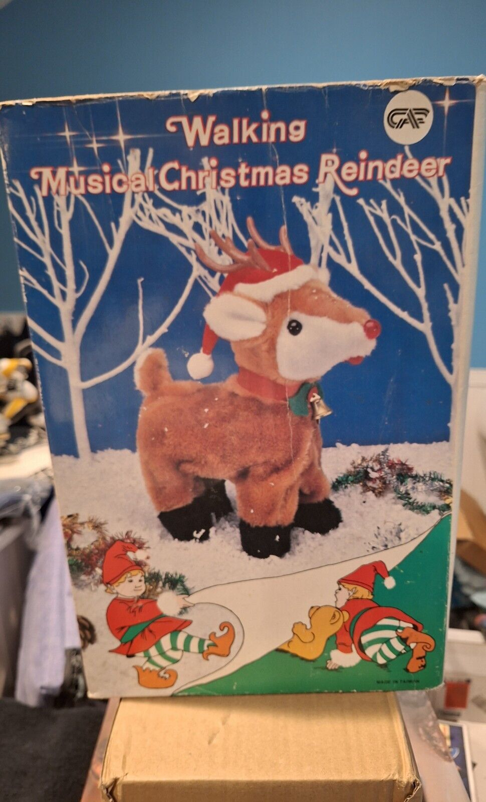 Vintage  Christmas Reindeer Rudolph with Box -  Not Working Nice Decoration