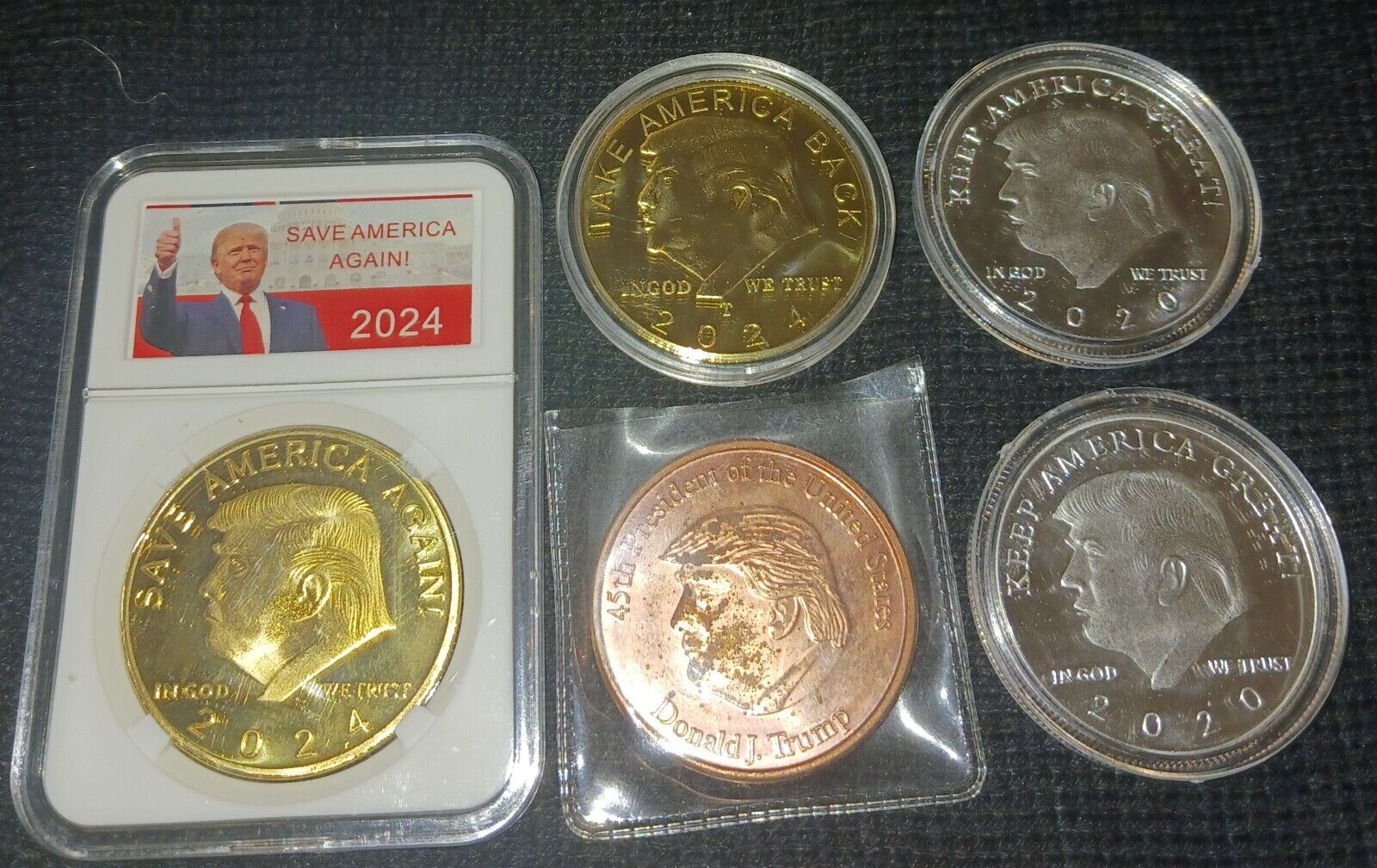 Lot of 5 Donald Trump Coins
