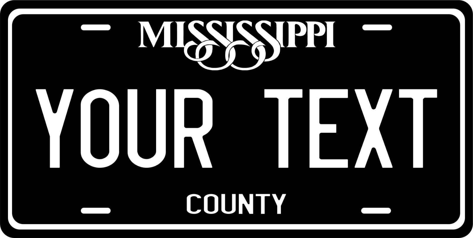 Mississippi Black License Plate Personalized Car Bike Motorcycle