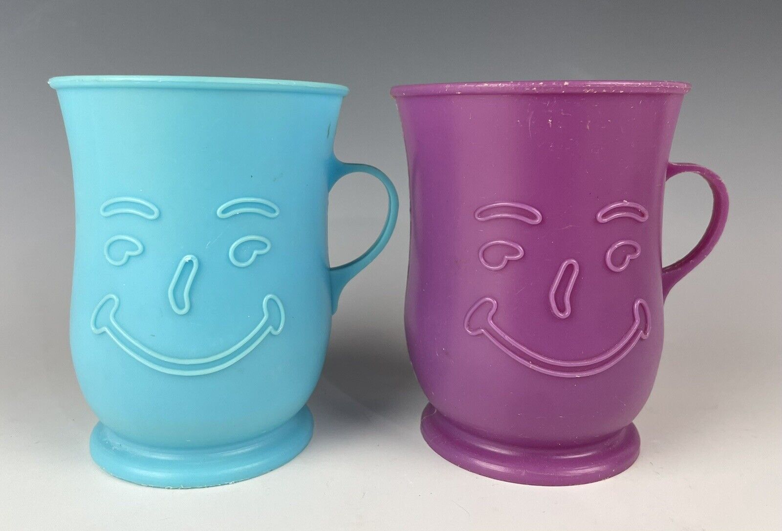 Vintage Kool Aid Man Face Mug Set Of 2 Blue & Purple 