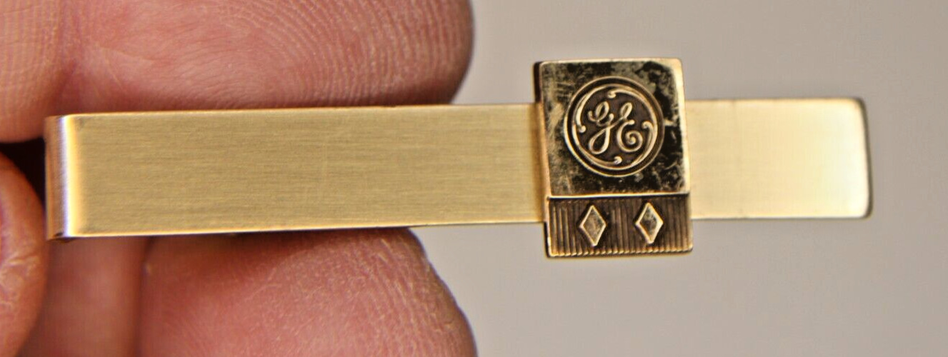 GE General Electric Turbine Engineer Estate Tie Bar Gold