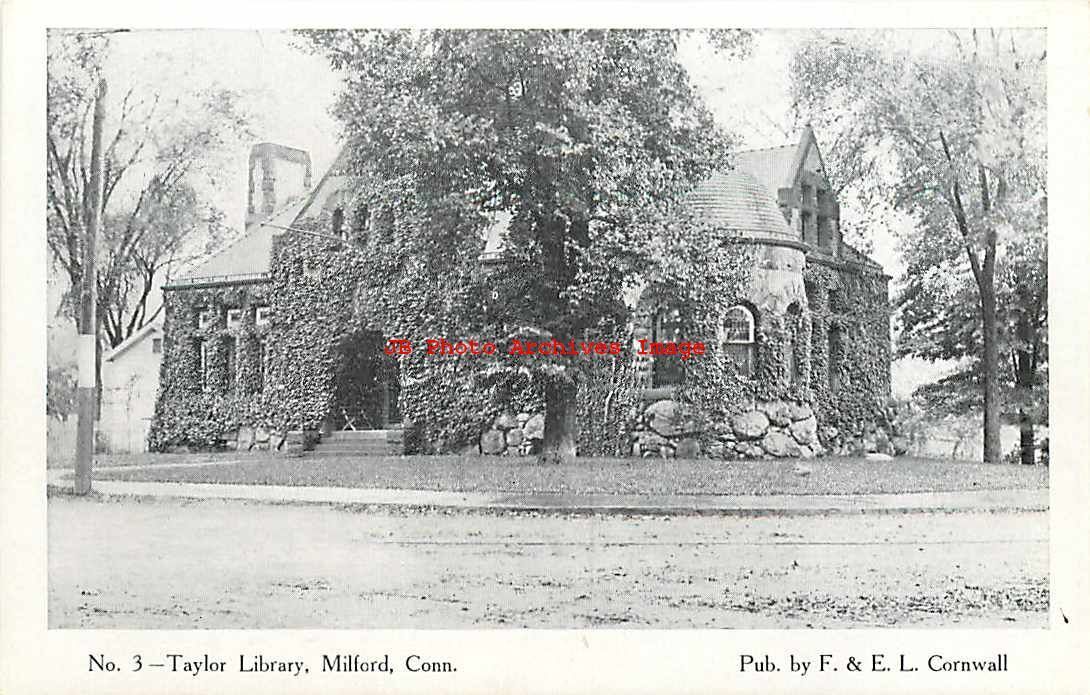 CT, Milford, Connecticut, Taylor Library, Exterior View, F & E L Cornwall No 3