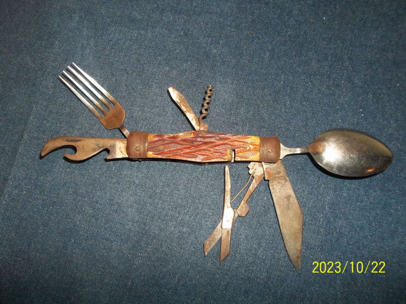 Rare Antique Elk Antler Horn Swiss Army Knife