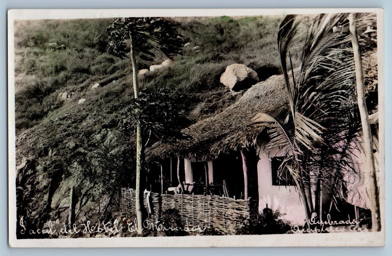 Acapulco Guerrero Mexico Postcard View of Nipa House Quebrada c1920\'s RPPC Photo