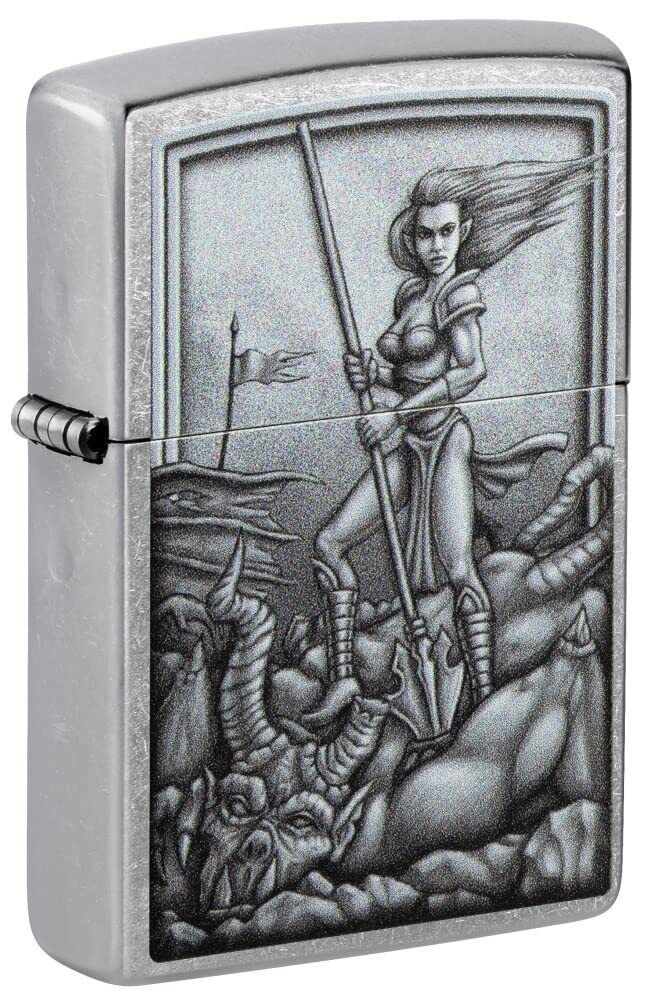 Zippo Medieval Woman Warrior Street Chrome Pocket Lighter