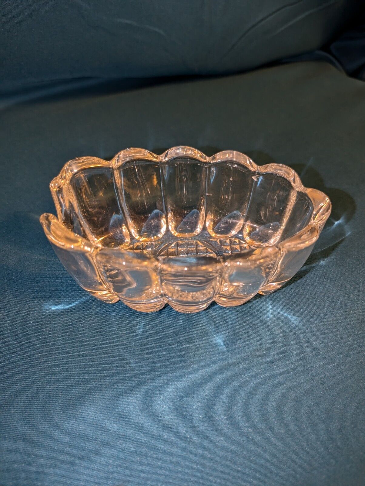 Vintage Princess House Clear Glass Spoon Rest Caddy Utensil Holder Press Glass