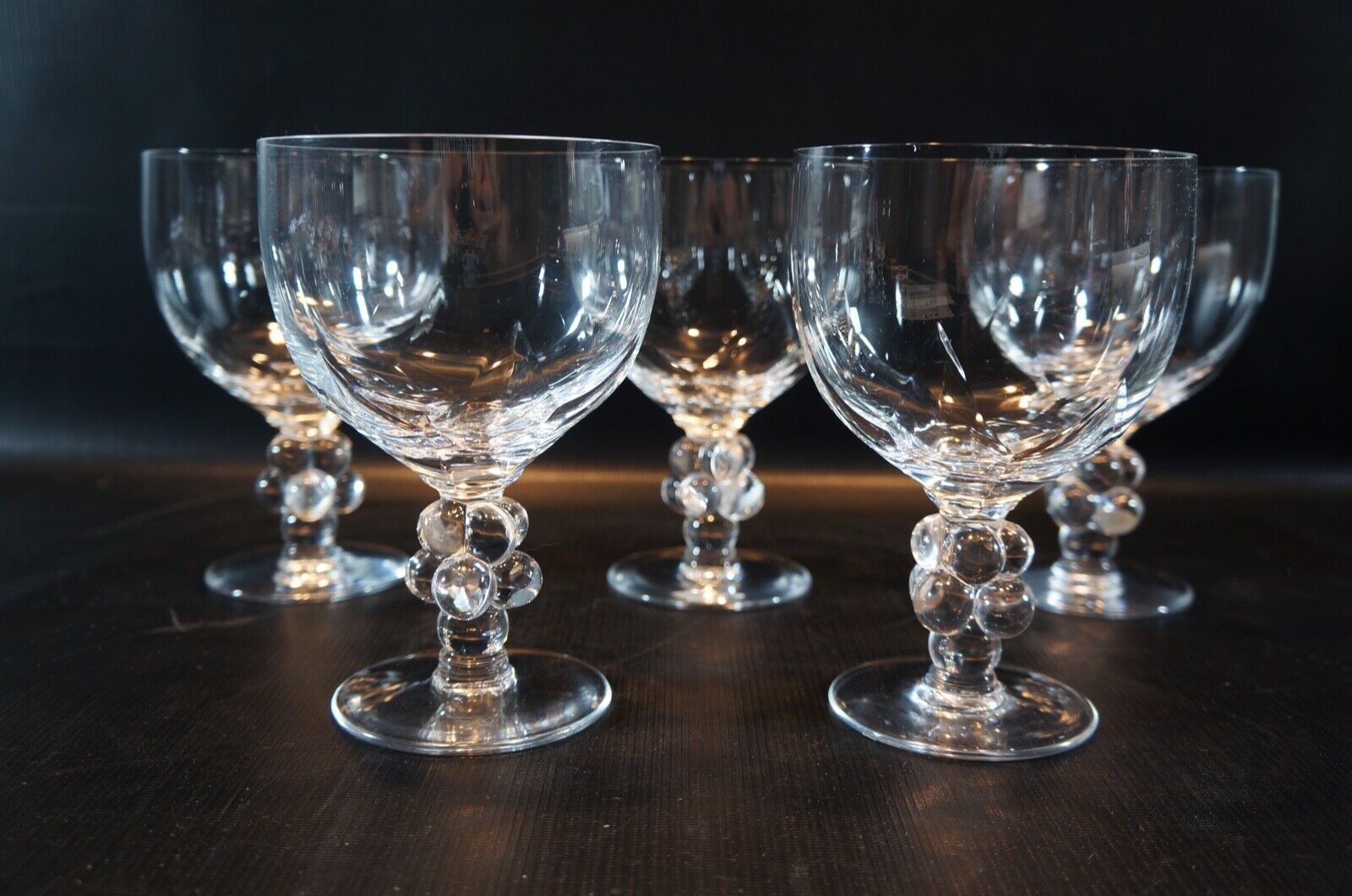Set Of 5 Lalique Clos Vougeot Water Glasses France Crystal H-6 3/8