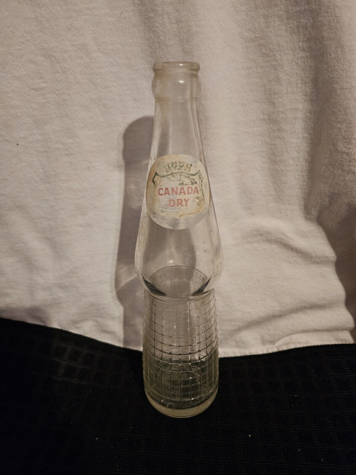 Vintage Canada Dry Bottle 10 oz Embossed Textured Clear Glass