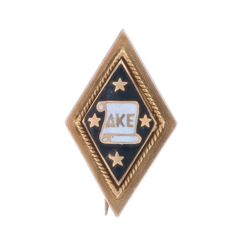 Yellow Gold Delta Kappa Epsilon Badge - 14k Antique 1906 Enamel Fraternity Pin