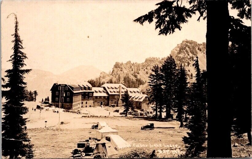 RPPC Postcard View Camping Tents Crater Lake Lodge Oregon OR  c.1922-1926   Z133