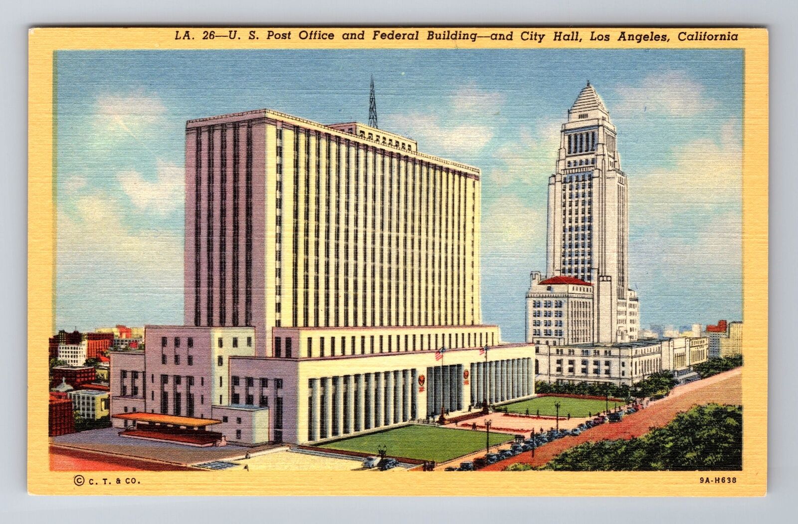 Los Angeles CA-California, US Post Office, Federal Building, Vintage Postcard