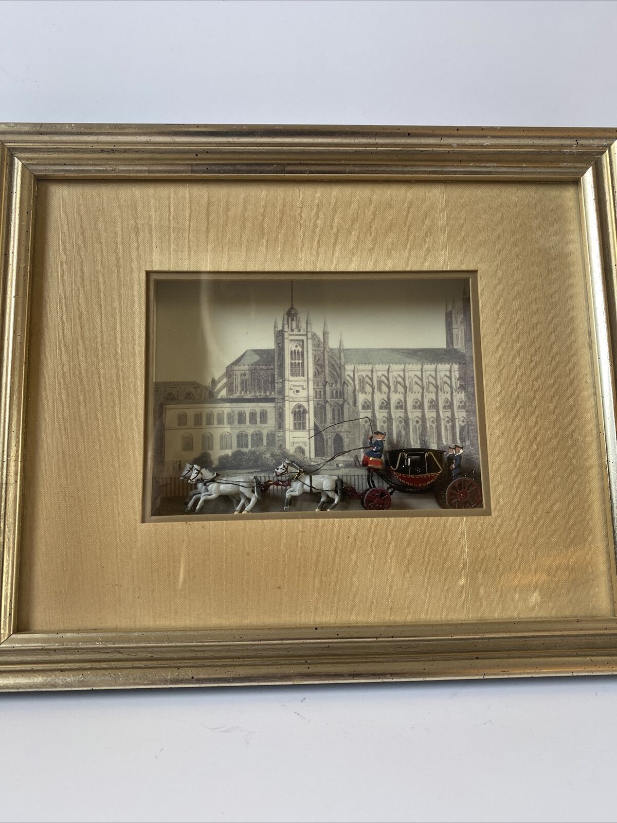 ANTIQUE GRAND BERLIN WESTMINSTER ABBEY DIORAMA FRAMED PICTURE FRENCH