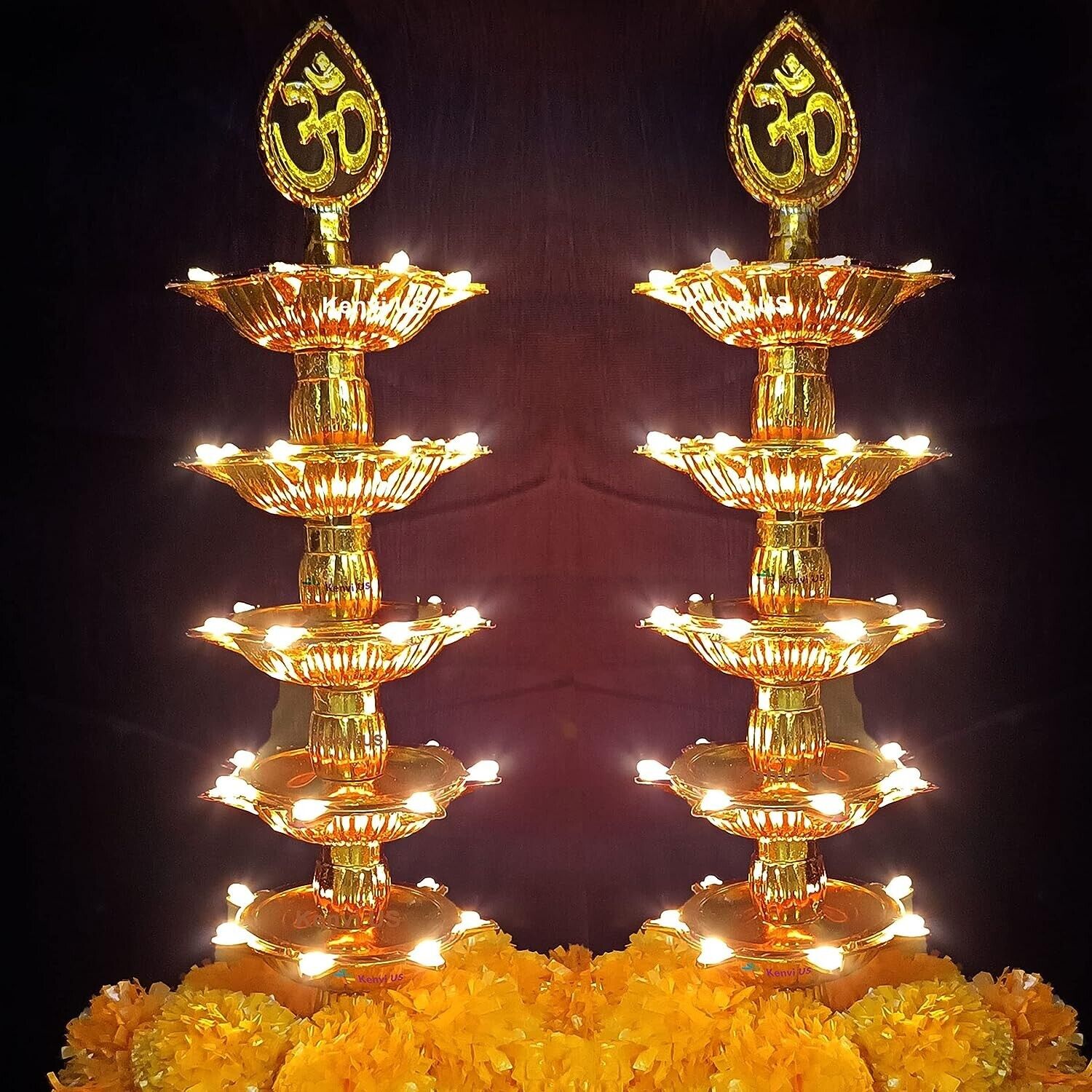 5 Layer Gold LED Bulb Lights Diya For Diwali Festival Decoration| Pack of 2 FS