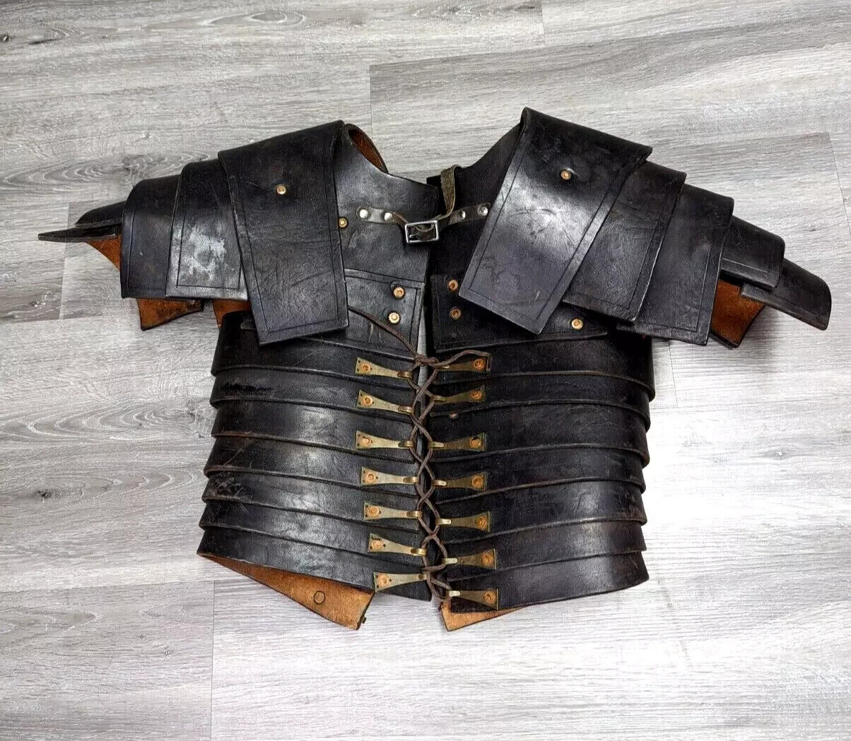 Medieval Roman Heavy Leather Lorica Segmentata Armor Vintage Custom Made