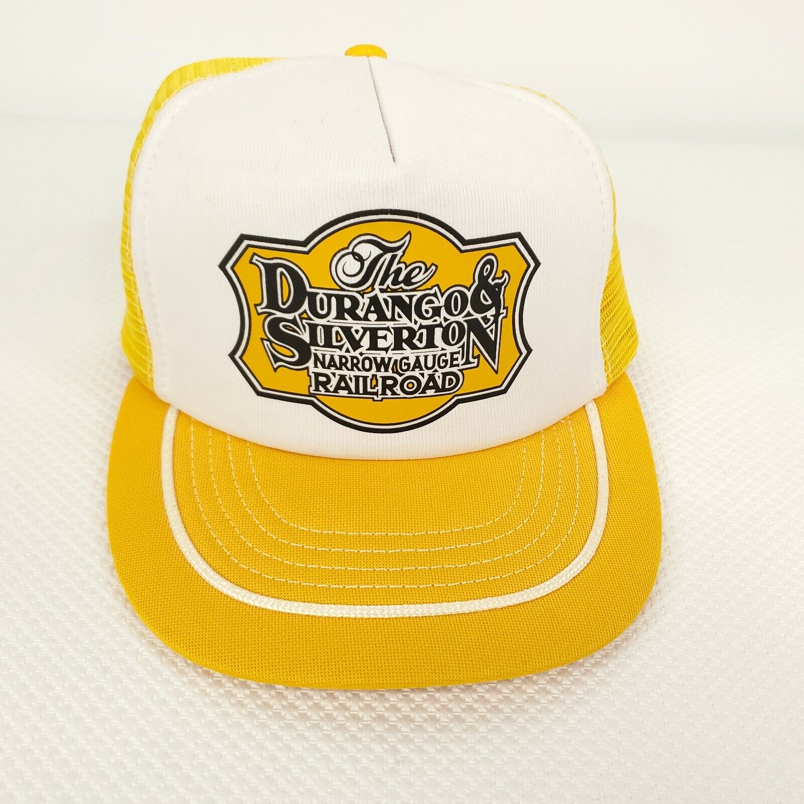 Vintage Durango & Silverton Rail Road Trucker Hat Foam Mesh Yellow Snapback NEW