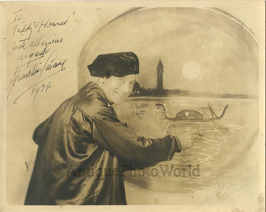 Handsome artist painting a mural antique signed photo