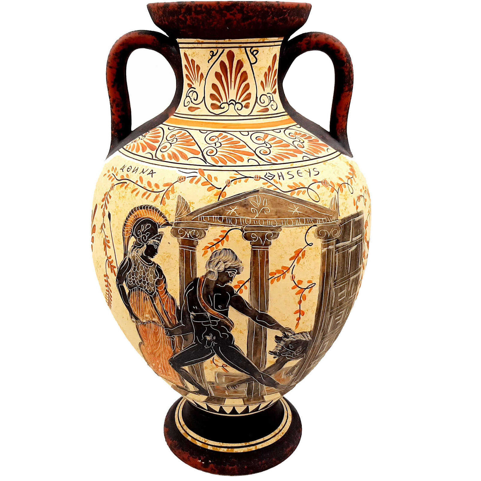 Greek Amphora 36cm Ancient Greek pottery ,Theseus and Minotaur,Achilles Eudoros