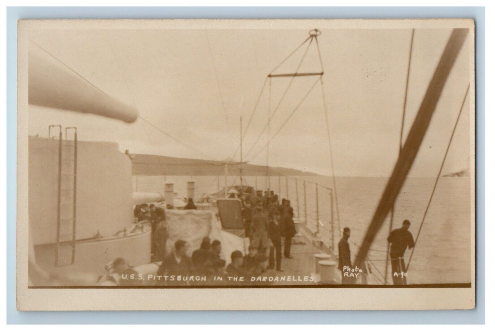 c1920\'s USS Pittsburgh In The Dardanelles US Navy Sailors RPPC Photo Postcard