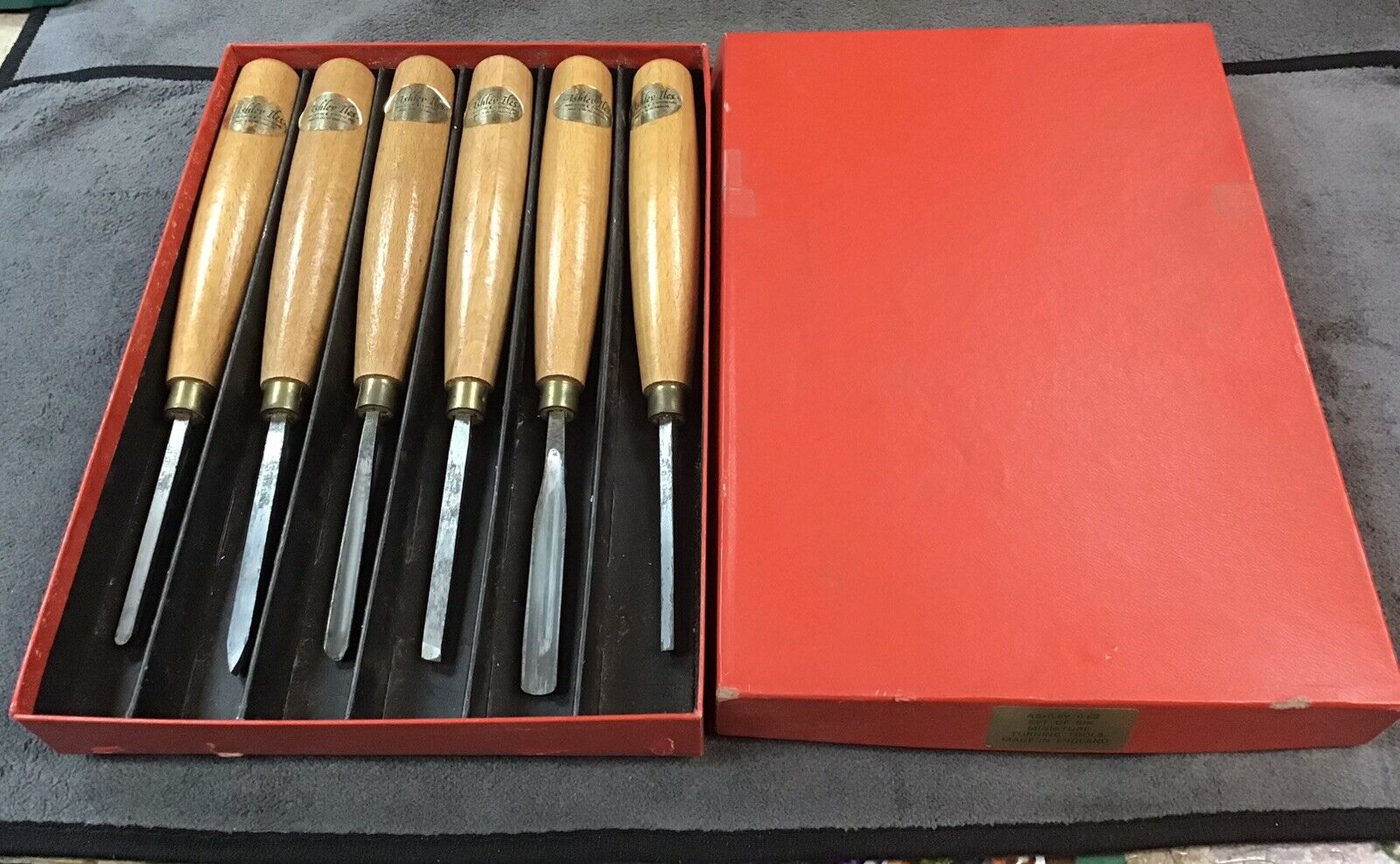 Vintage Ashley Iles Carving Tools Red Box - Set Of 6 Made in England