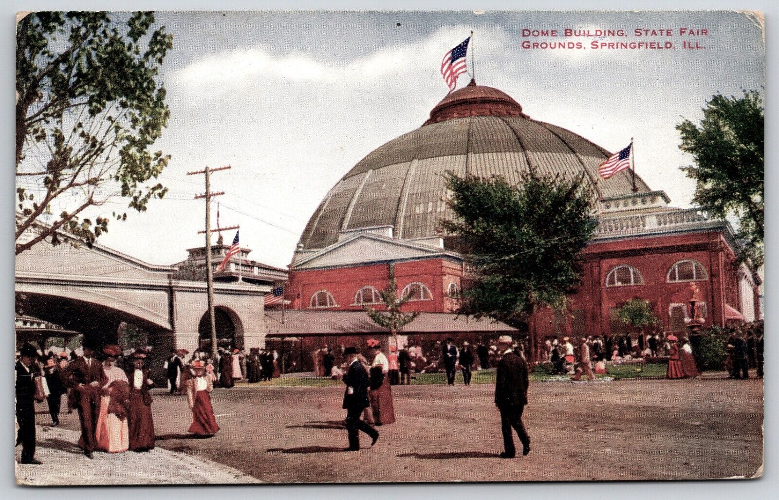 Postcard Dome Building State Fair Grounds, Springfield Illinois Posted 1910