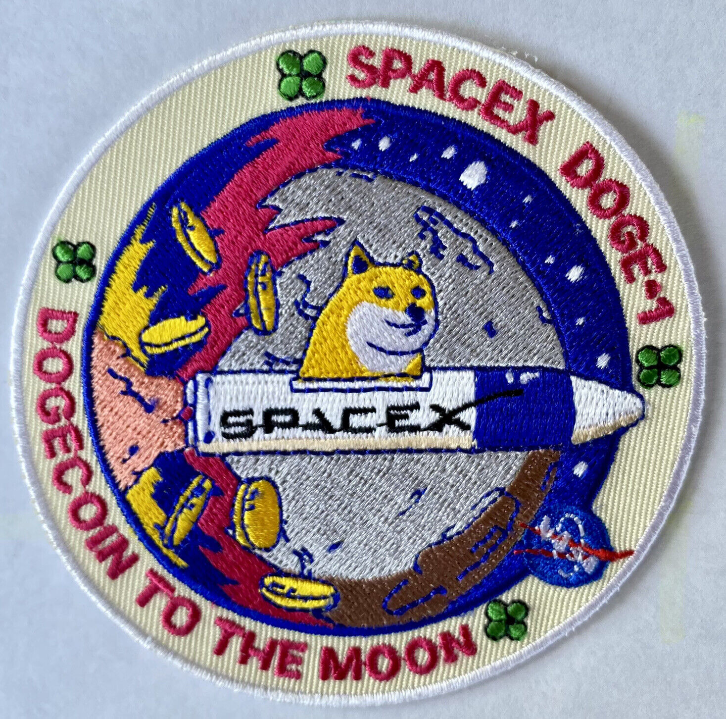 ORIGINAL SPACEX DOGE-1 To The Moon Mission Patch 3.5” NASA F9 ISS ELON MUSK