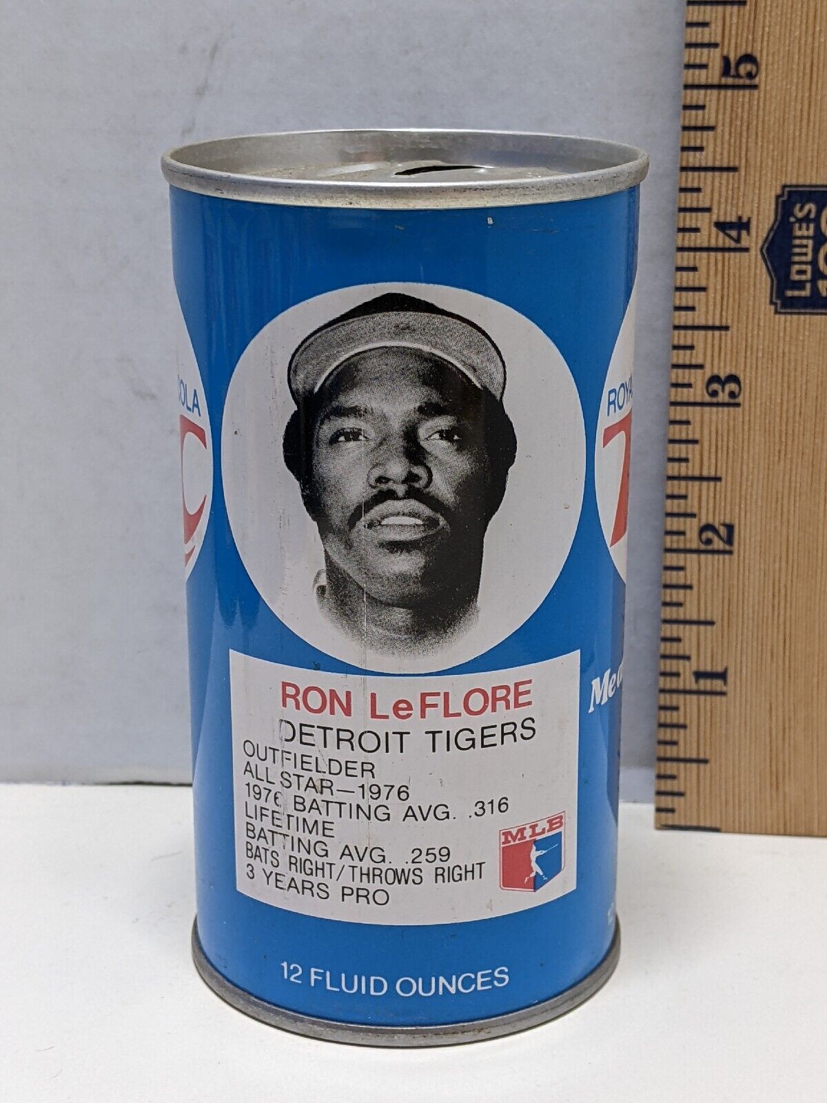 Vintage 70's Royal Crown RC Cola MLB Ron LeFlore Baseball Can