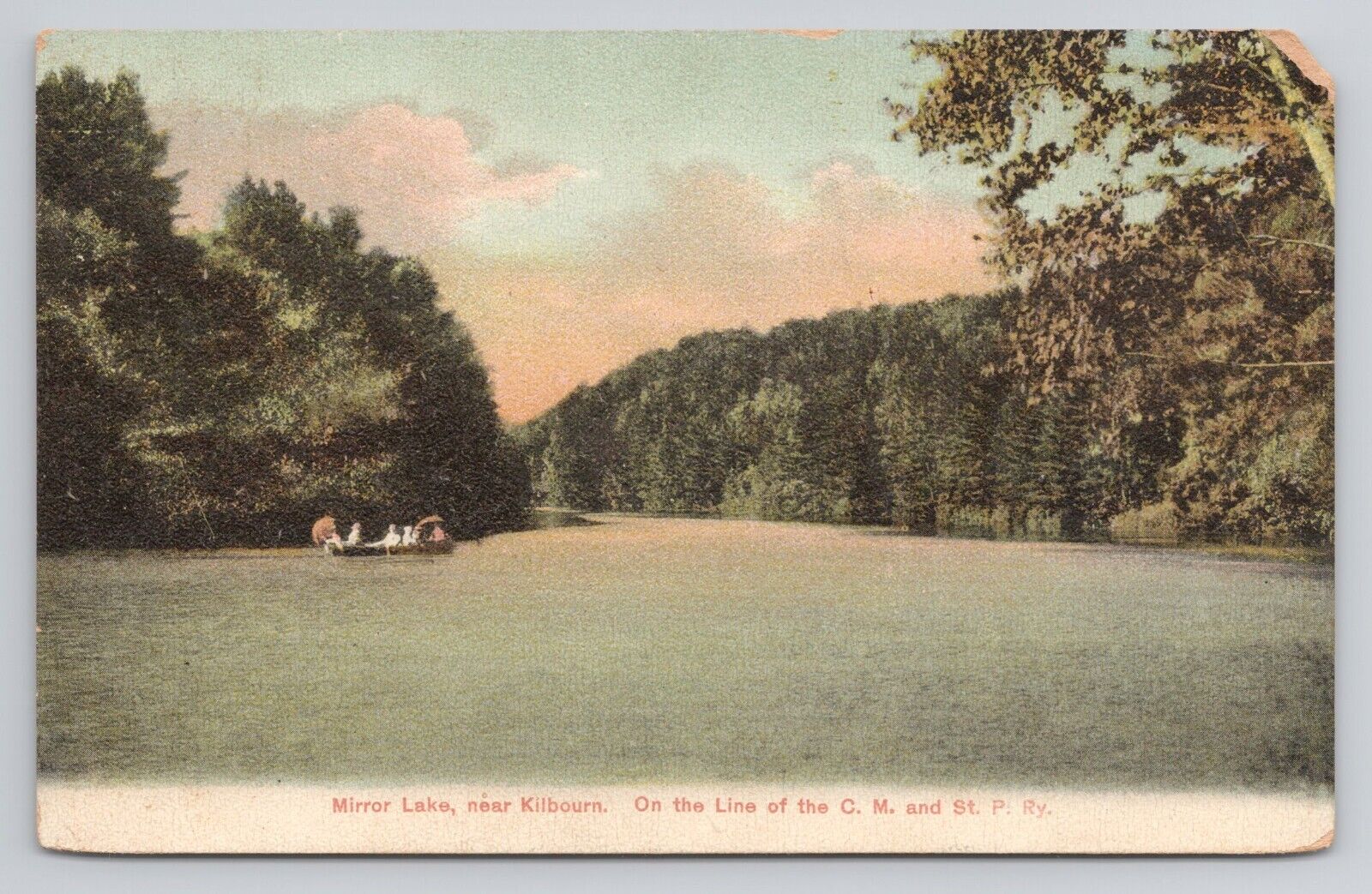 Mirror Lake Near Kilbourn WI on the line of CM and St P Ry c1900 Postcard