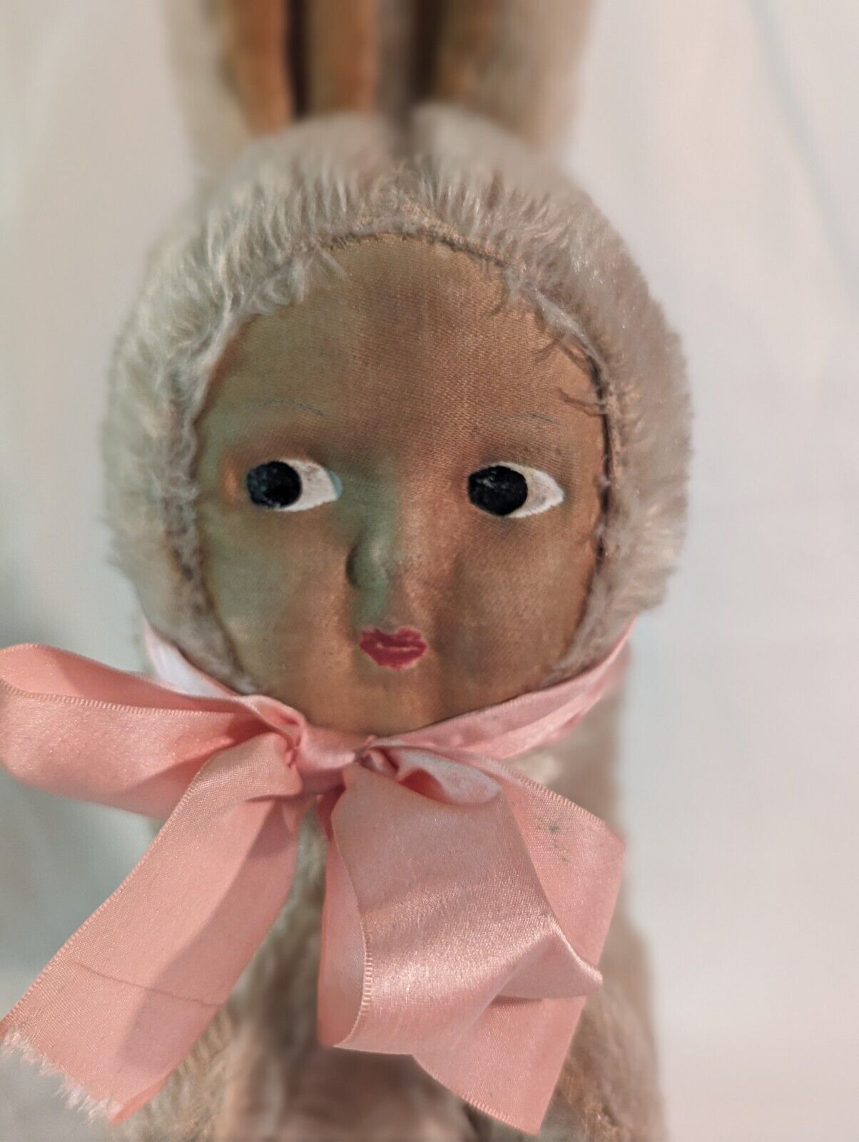 Cloth Face Antique Easter Bunny Baby Doll German? Sawdust Victorian