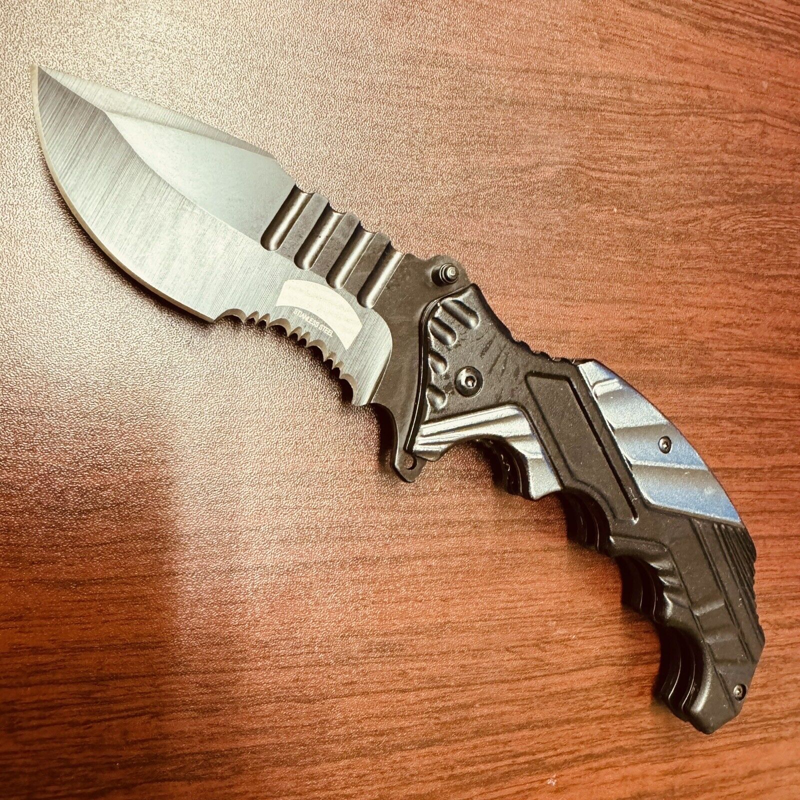 9”Black Unique Super Knife Spring Assisted Open HEAVY Folding Pocket Knife