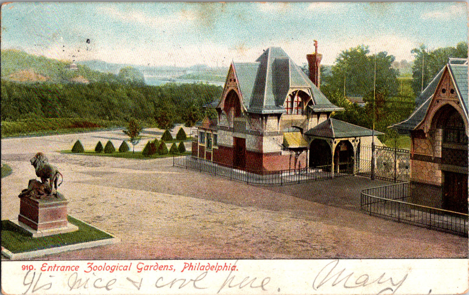 C 1905 Entrance Zoological Gardens Philadelphia PA Postcard Pennsylvania