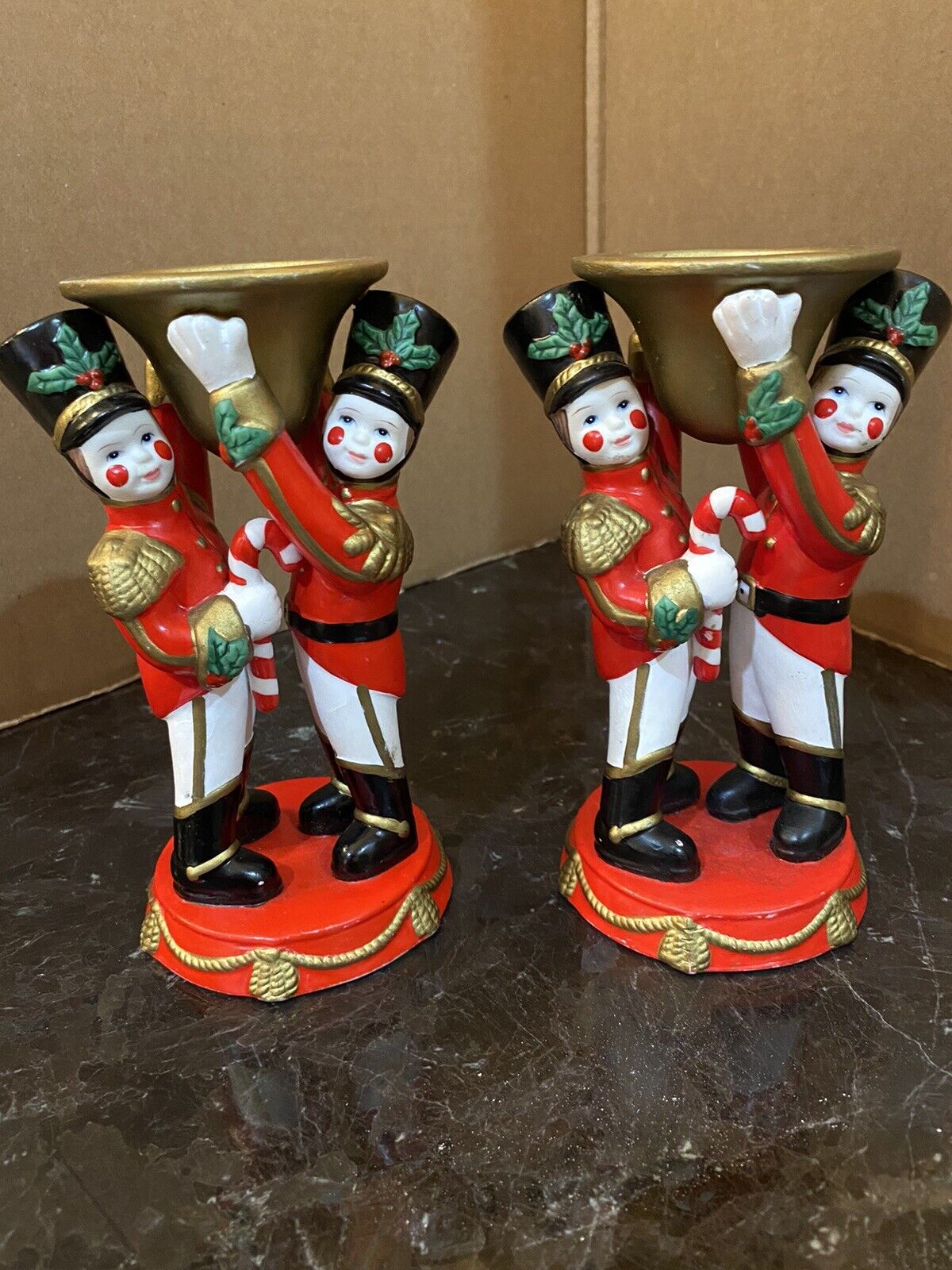 VTG PAIR OF ROCKETTES CANDLE HOLDERS ADORABLE