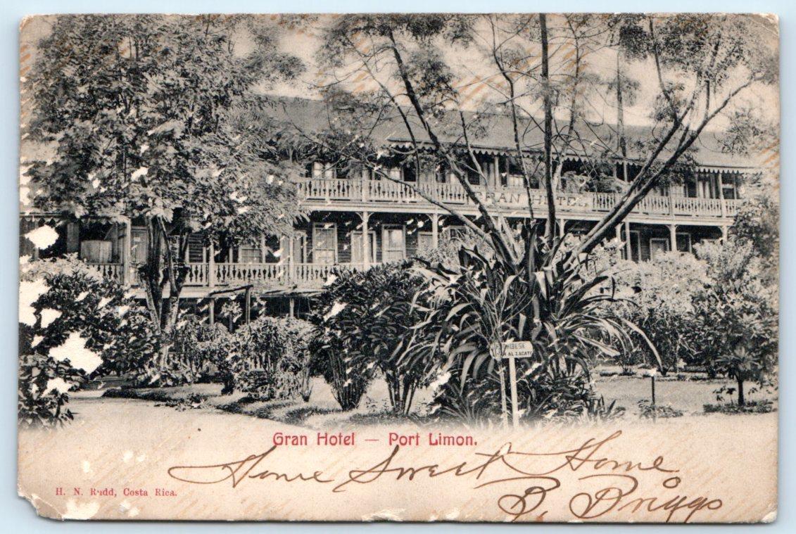 PORT LIMON, Costa Rica ~ GRAN HOTEL 1907 ~ Sent From Limon  Postcard