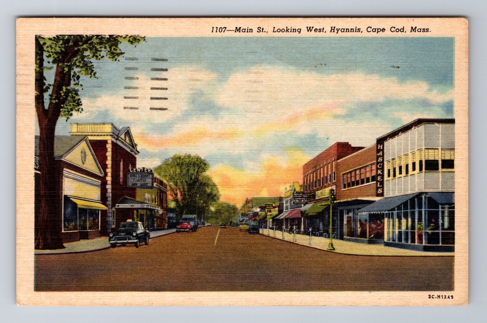 Hyannis MA-Massachusetts, Cape Cod, Main Street, Antique Vintage c1959 Postcard